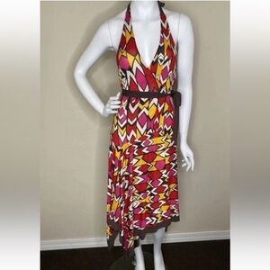 DIANE VON FURSTENBERG MULTI COLOR AFRICAN WRAP DRESS SZ 2 RUNS BIG NWOT